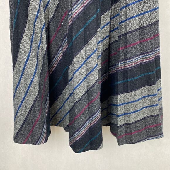 Vtg Marilyn Togs Midi Skirt Wool Blend Small XS Gray Stripe - Picture 6 of 12